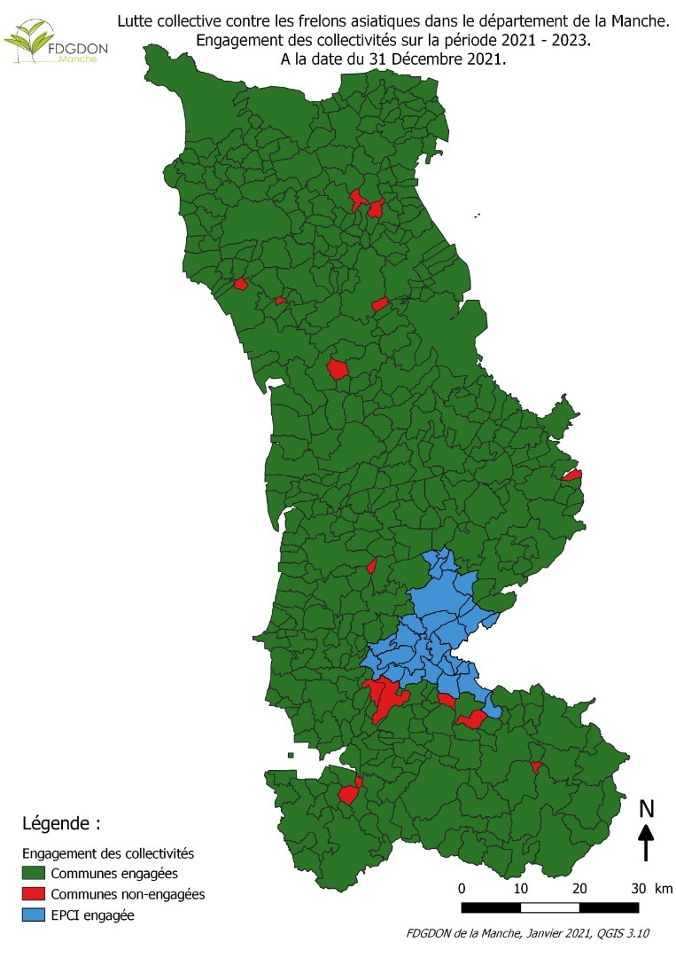 Carte des intercommunalités de la Manche avec communes